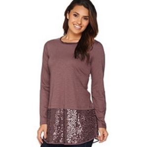 LOGO Sequin Chiffon Trim Tunic